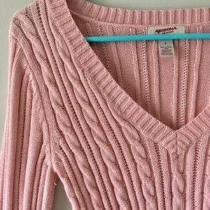 Arizona Jeans Pale Pink V-neck Sweater, Size Small